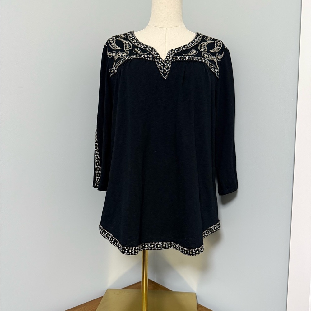 Style & Co. Embroidered Boho Top | Size Large